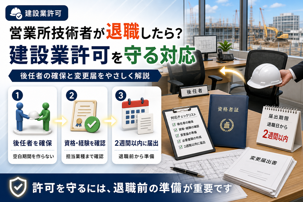 営業所技術者が退職したら?建設業許可を守るための対応