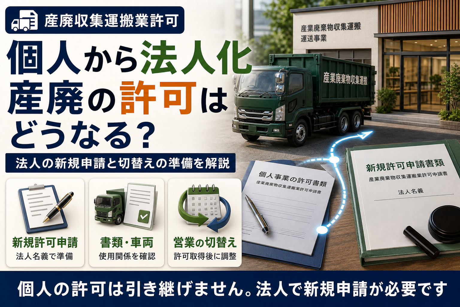 個人から法人化すると産廃収集運搬業許可はどうなる？