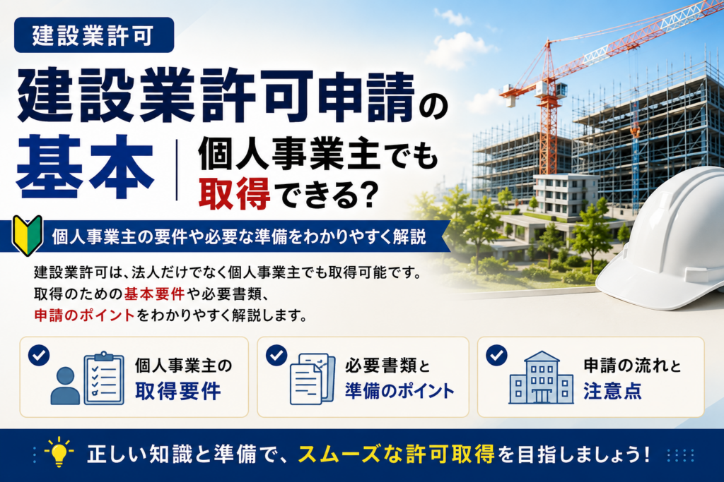 建設業許可申請の基本｜個人事業主でも取得できる？