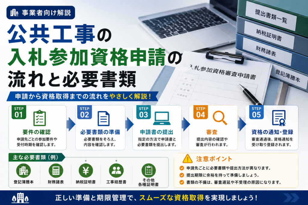 公共工事の入札参加資格申請の流れと必要書類