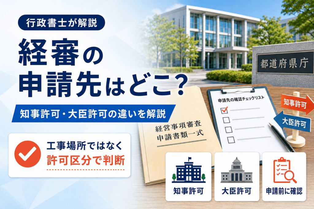 経審の申請先はどこ？知事許可・大臣許可の違いと確認方法