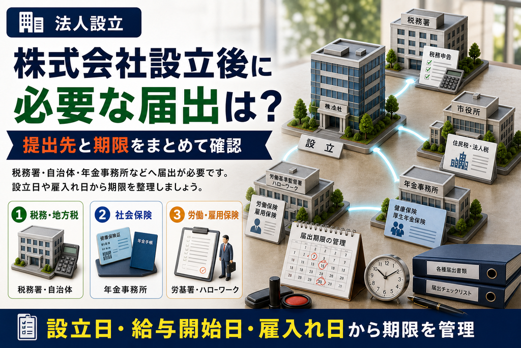 株式会社設立後に必要な届出は？提出先と期限を整理